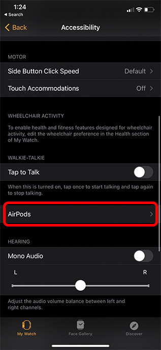 airpods apple watch tillgänglighetsinställningar