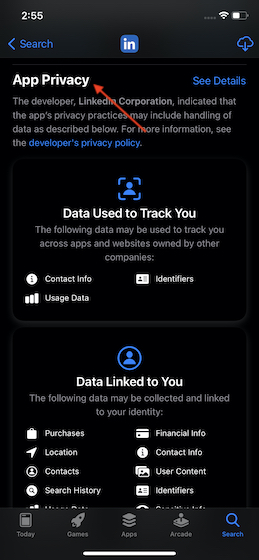 Kiểm tra thông tin chi tiết về quyền riêng tư của ứng dụng iOS