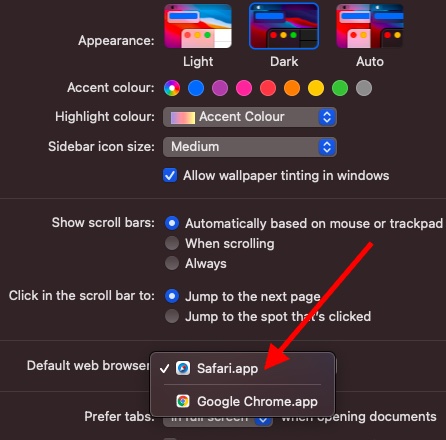 Ubah aplikasi browser default di Mac