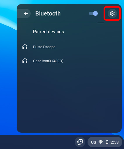 ikon pengaturan bluetooth Chromebook