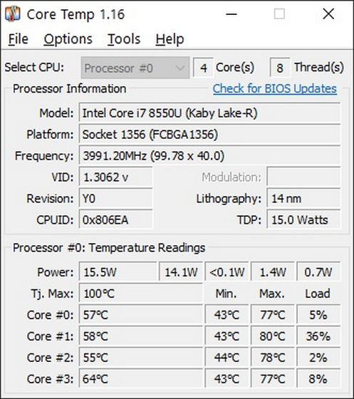 Core Temp Cách kiểm tra nhiệt độ CPU