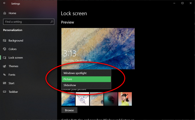 Hapus iklan dari Windows 10 layar kunci