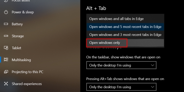 Bagaimana menghapus Tab Microsoft Edge dari Alt + Tab Switcher
