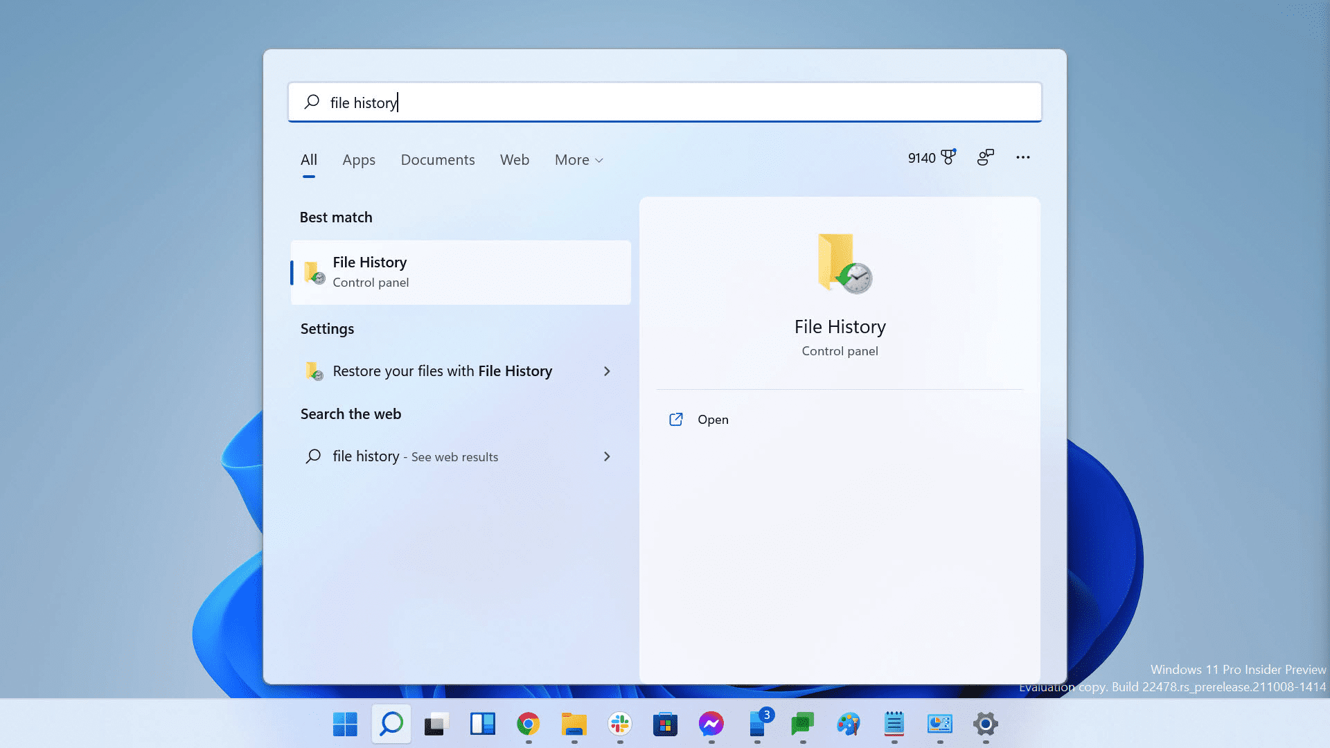 Windows 11 Riwayat file Crills untuk menyarankan pencadangan OneDrive