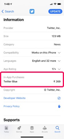 Twitter  màu xanh đã được xác nhận trên App Store 