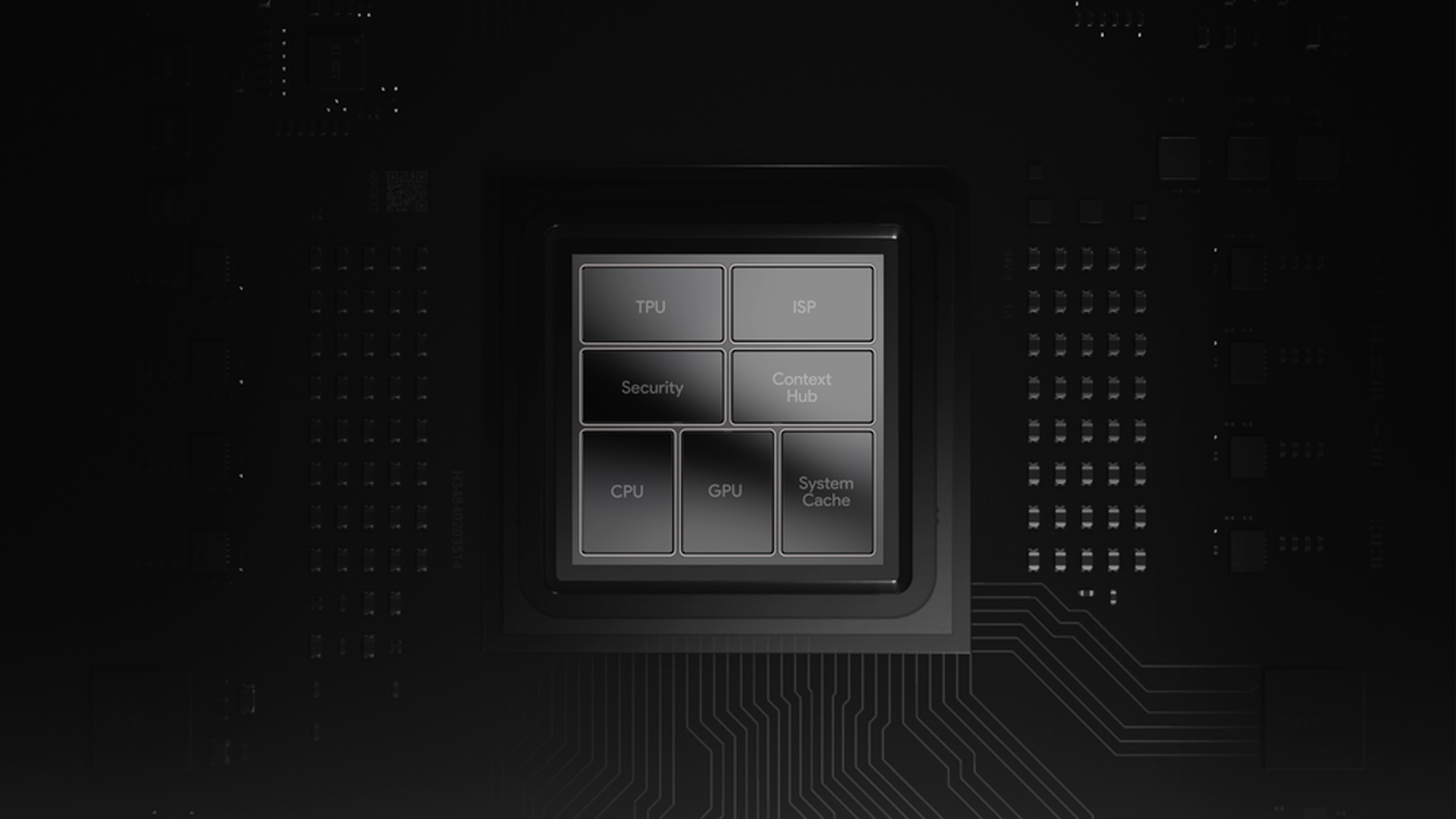 Chip Tensor được gắn nhãn để hiển thị bố cục kiến ​​trúc của nó.