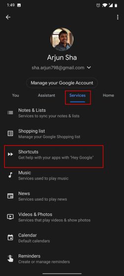 Använd genvägar från tredje part med Google Assistant