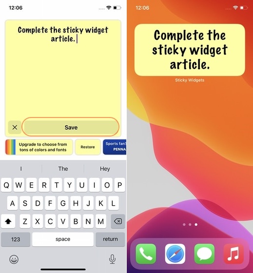 7. Lägg till Sticky Notes till iPhones startskärm