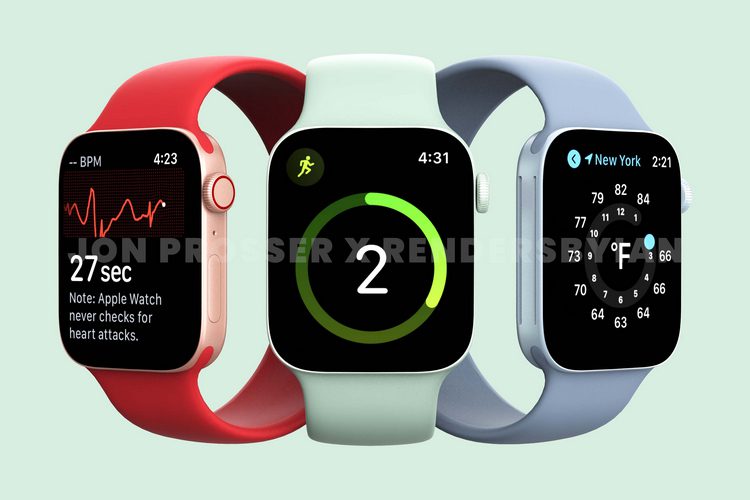 Apple Watch Kebocoran Render Seri 7 Menunjukkan Tepi Datar Hijau Baru