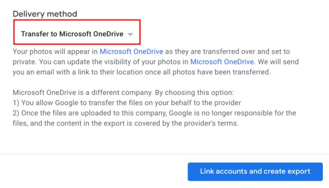 Ekspor Google Foto ke OneDrive dan Flickr