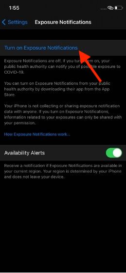 Aktivera exponeringsmeddelanden i iOS 14