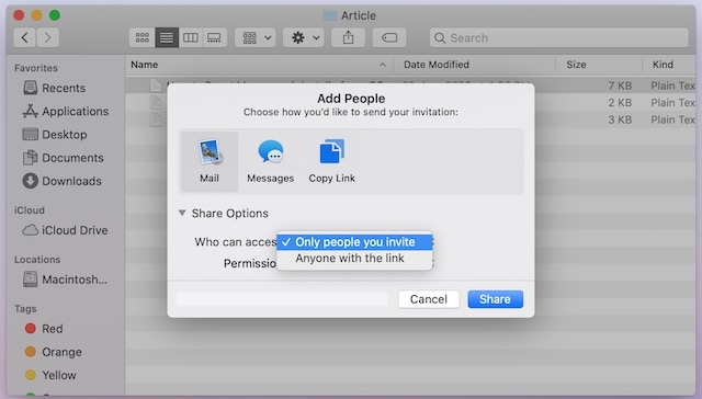 5. Bagikan file menggunakan Berbagi File iCloud di Mac