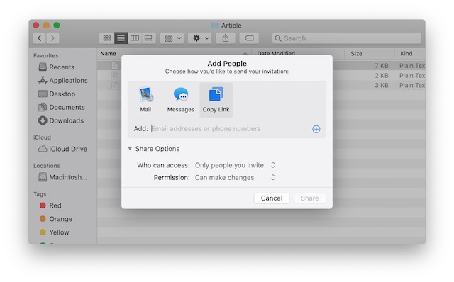5.1 Berbagi file menggunakan Berbagi File iCloud di Mac