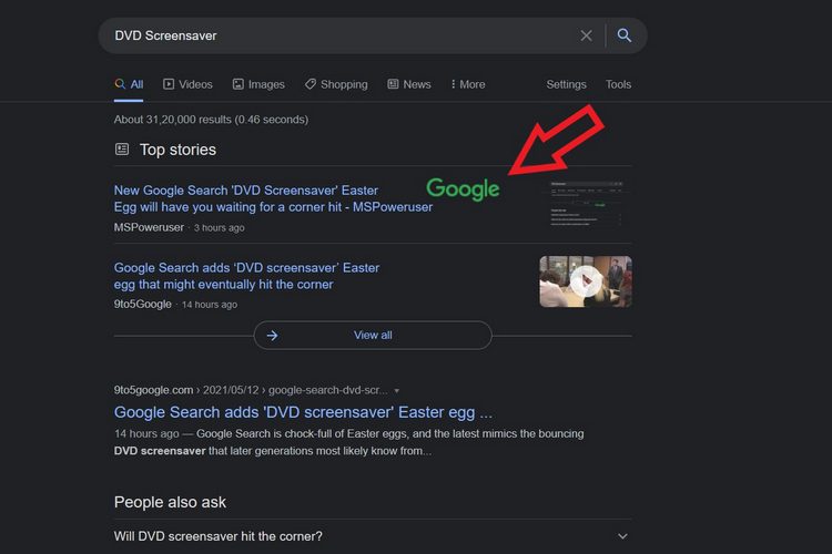 Google Sök Mer Easter Eggs DVD-skärmsläckare