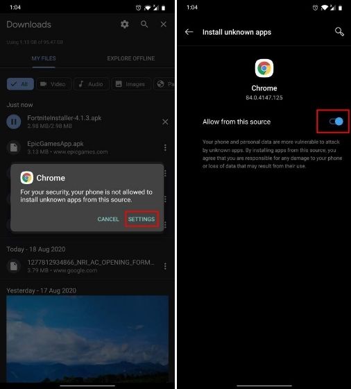 Pengaturan Fortnite di Android Tidak Ada Play Store
