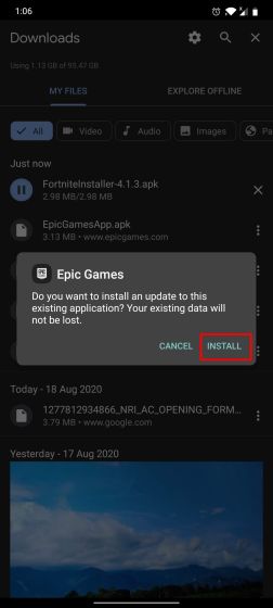 Cài đặt Fortnite trên Android Không có Cửa hàng Play