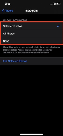 Hantera tredjepartsåtkomst till appen Foton i iOS 14