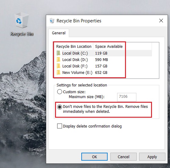 Gå förbi papperskorgen och ta bort filer direkt på Windows 10