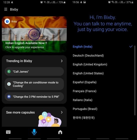 bixby 3.0 - uppdatera engelska Indien