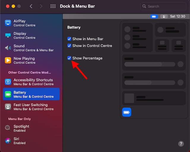 Tampilkan persentase baterai di macOS Big Sur