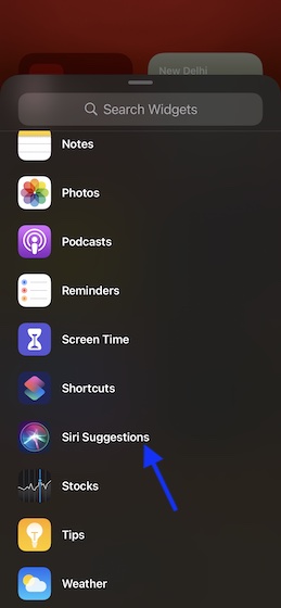 Använd Siri Suggestions-widgeten