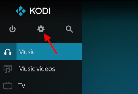 Klicka på ikonen Inställningar i Kodi