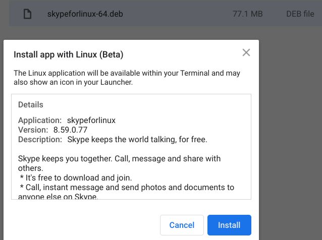 Chromebook skype Linux