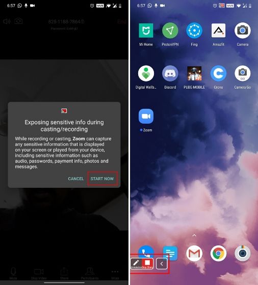 Bagikan layar Anda saat diperbesar di Android