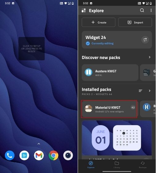 Pilih widget Android 12 dengan KWGT