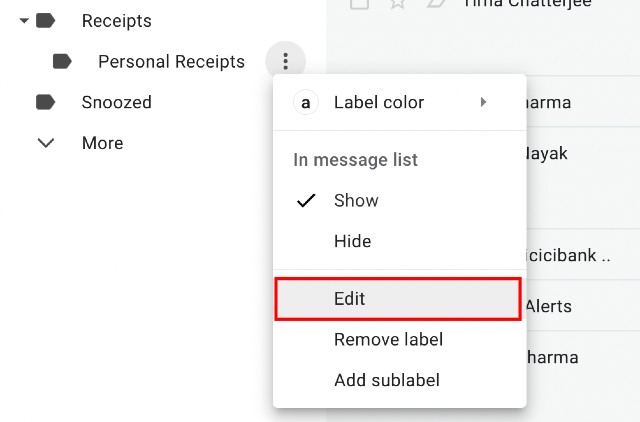 edit sub-label (folder) di web gmail