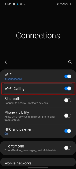 Panggilan melalui WiFi di perangkat Samsung