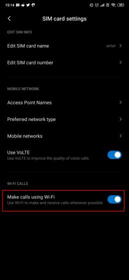 Aktifkan Panggilan WiFi di perangkat Android dan iOS Xiaomi