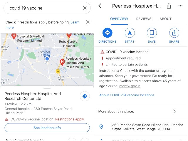 Google Hiện hành Hiển thị Trung tâm Tiêm chủng trên Tìm kiếm và Bản đồ