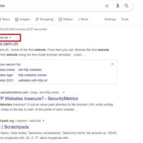 chỉ báo http trên tìm kiếm hiện tại của Google ui