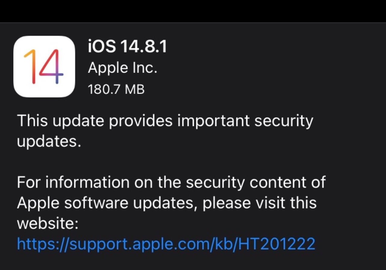 Apple släpper iOS 14.8.1 uppdaterad med säkerhetskorrigeringar