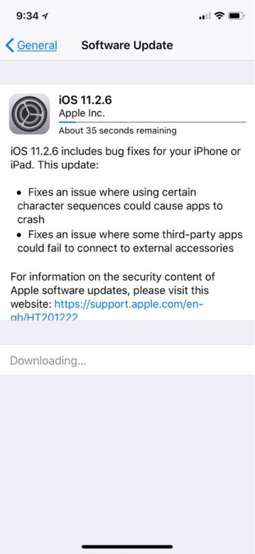 iOS 11.2.6 cập nhật ảnh chụp màn hình trên iPhone X