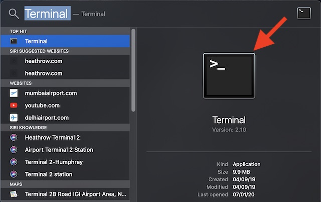 Öppna Terminal-appen på din Mac