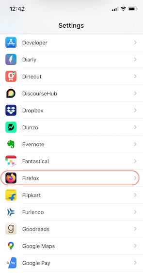 1. Gör Firefox till din standardwebbläsare på iPhone