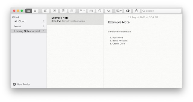 1. Skydda Notes på Mac genom att låsa Apple Notes