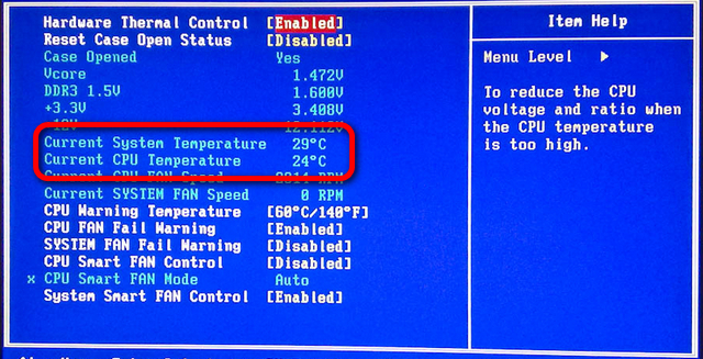 Kiểm tra nhiệt độ CPU trong BIOS