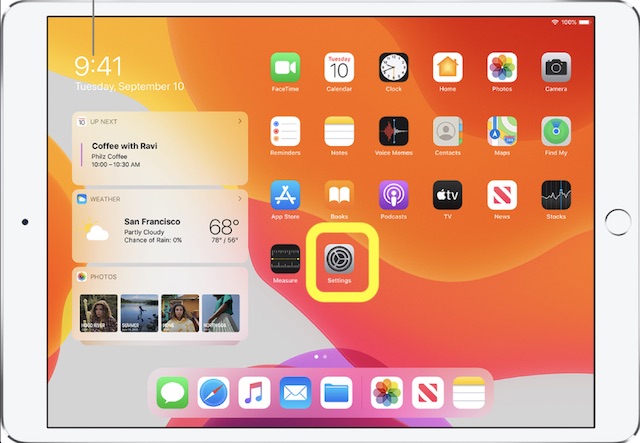 Mở ứng dụng Cài đặt trên iPad của bạn