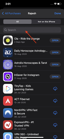 Mencari Fortnite di App Store