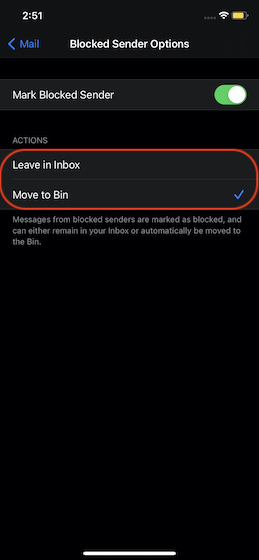 Pindahkan email ke sampah secara otomatis