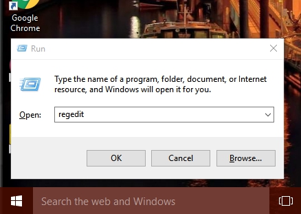 Jalankan Editor Registri Windows sepuluh