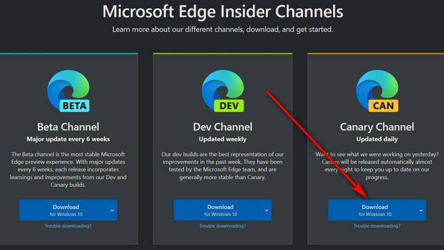 Microsoft Edge dengan pemilih tema warna