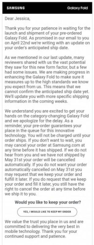 Samsung Galaxy Fold  hoãn lại