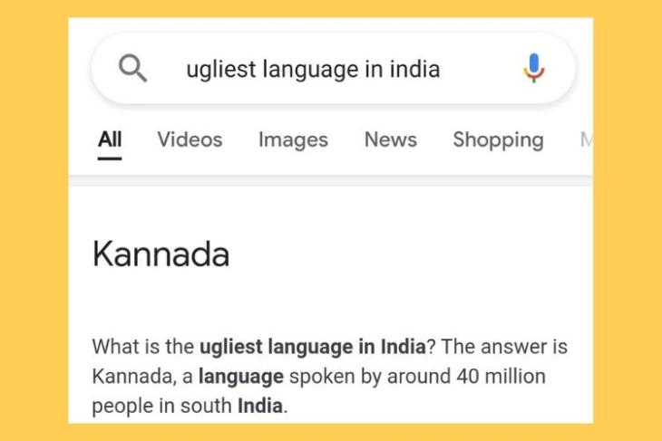 Google Tìm kiếm đã cho thấy tiếng Kannada là 'Ngôn ngữ xấu xí nhất ở Ấn Độ'