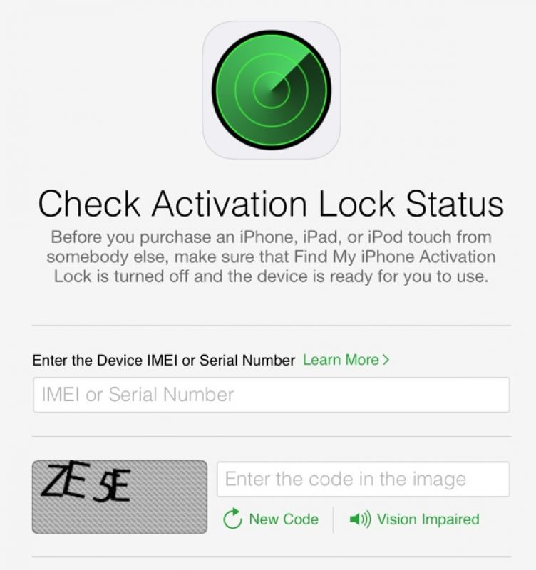 Statussida för AppleActivation Lock.