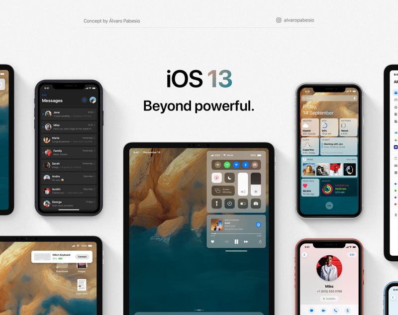 iOS 13 koncept
