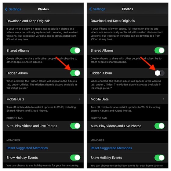 Dölj dolda album i iOS 14 och iPadOS 14